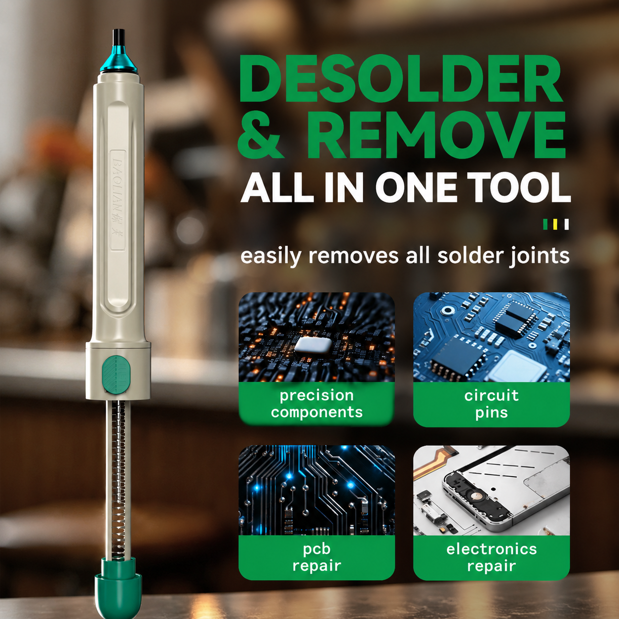 Desoldering Pump Solder - Bomba de Dessoldagem Potente, Resistente a