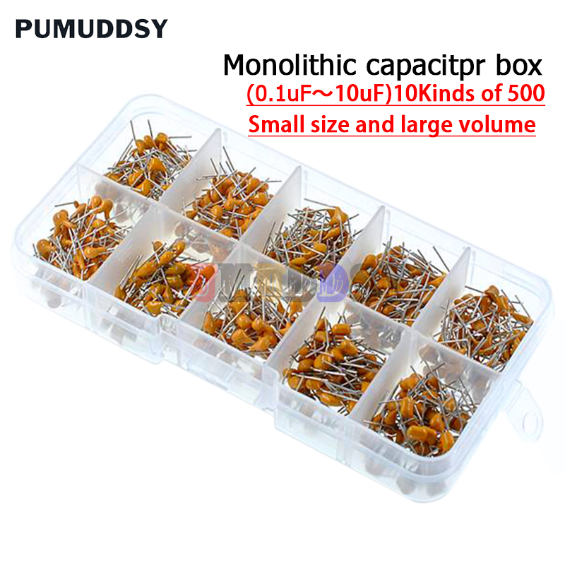 Capacitor Kit Assortment - 500 pçs/lote 10 valores * 50pcs