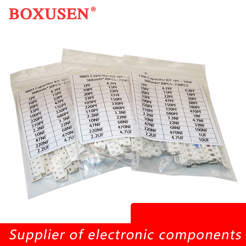 Capacitor Kit Assortment - 16/36/50 valores 320 peças 720 peças