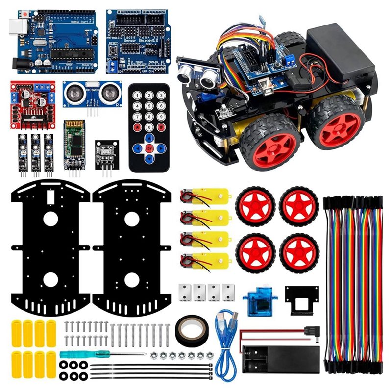 Arduino Uno Starter Kit - Kit de Carro Robô Inteligente WOWFU-4WD