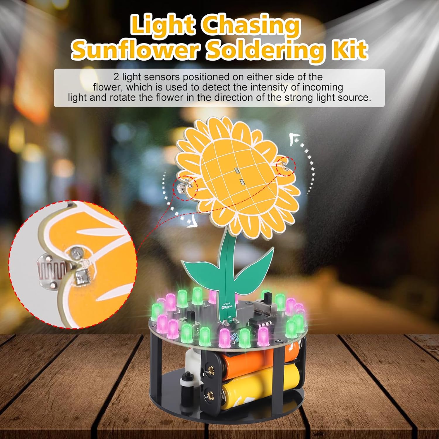 Luz perseguindo girassol kit d - Diy Electronics For Adults avaliação e preço